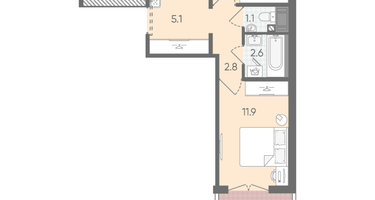 2-к. квартира, 54 м²