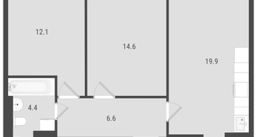 2-к. квартира, 56&nbsp;м²
