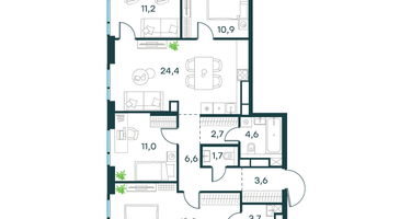 4-к. квартира, 99 м²