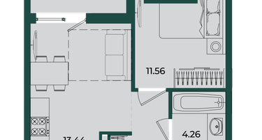 1-к. квартира, 36&nbsp;м²