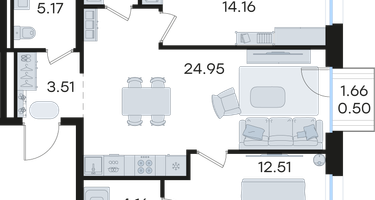 2-к. квартира, 67 м²