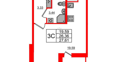 Студия, 26&nbsp;м²