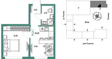 2-к. квартира, 30 м²