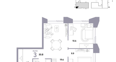 3-к. квартира, 50 м²