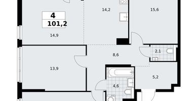 4-к. квартира, 101 м²