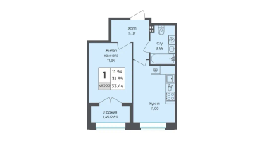 1-к. квартира, 33 м²