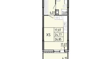 1-к. квартира, 26&nbsp;м²