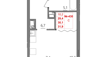 Студия, 30&nbsp;м²