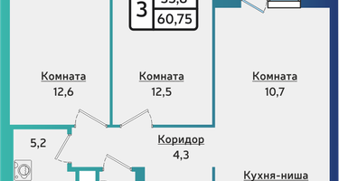 3-к. квартира, 60&nbsp;м²