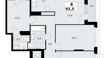 4-к. квартира, 92&nbsp;м²