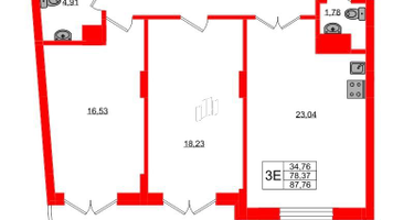2-к. квартира, 87&nbsp;м²