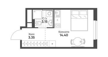 Студия, 20&nbsp;м²