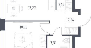 1-к. квартира, 31&nbsp;м²