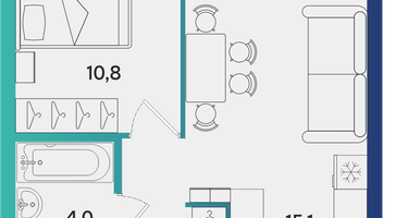 1-к. квартира, 37&nbsp;м²