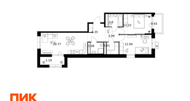 2-к. квартира, 68 м²