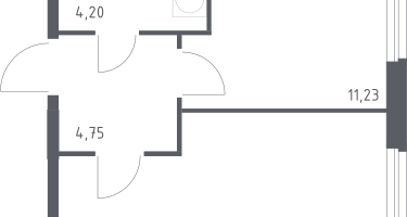 1-к. квартира, 38&nbsp;м²