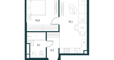 1-к. квартира, 41&nbsp;м²