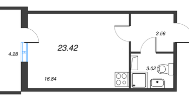 Студия, 23&nbsp;м²
