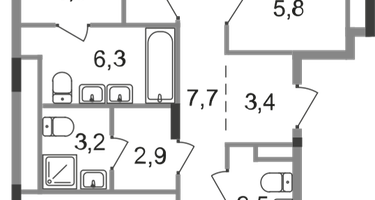 3-к. квартира, 105 м²