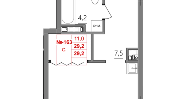 Студия, 29 м²