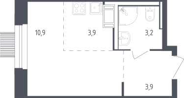 Студия, 21&nbsp;м²