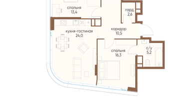2-к. квартира, 79&nbsp;м²