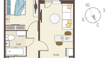 1-к. квартира, 37&nbsp;м²