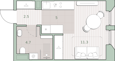 Студия, 23&nbsp;м²