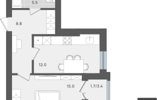 1-к. квартира, 43&nbsp;м²