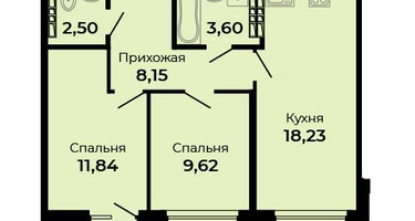 2-к. квартира, 55 м²