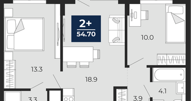 2-к. квартира, 53&nbsp;м²