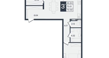 3-к. квартира, 79&nbsp;м²