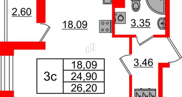 Студия, 24&nbsp;м²