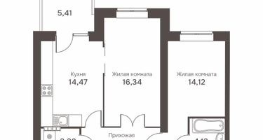 2-к. квартира, 61&nbsp;м²