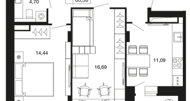 2-к. квартира, 60&nbsp;м²