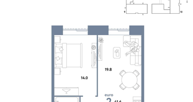 2-к. квартира, 41&nbsp;м²