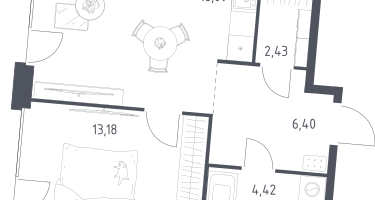 Студия, 44&nbsp;м²