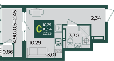 Студия, 22&nbsp;м²