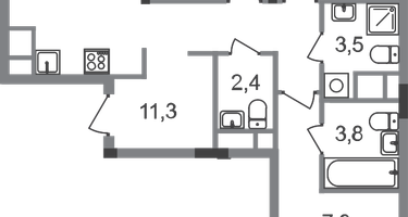 3-к. квартира, 87&nbsp;м²