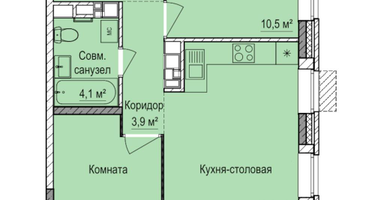 2-к. квартира, 53&nbsp;м²