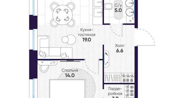 1-к. квартира, 48&nbsp;м²