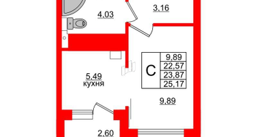 Студия, 23&nbsp;м²