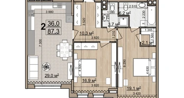 2-к. квартира, 87&nbsp;м²