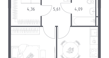 1-к. квартира, 35&nbsp;м²