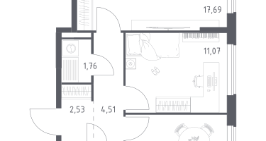 2-к. квартира, 52&nbsp;м²