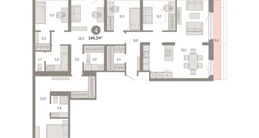 4-к. квартира, 144 м²