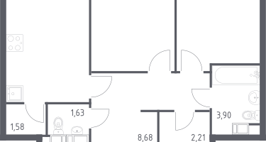 2-к. квартира, 51&nbsp;м²