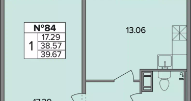 1-к. квартира, 39&nbsp;м²