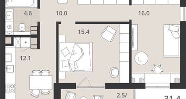 2-к. квартира, 60&nbsp;м²