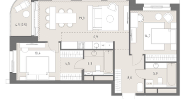 3-к. квартира, 79&nbsp;м²